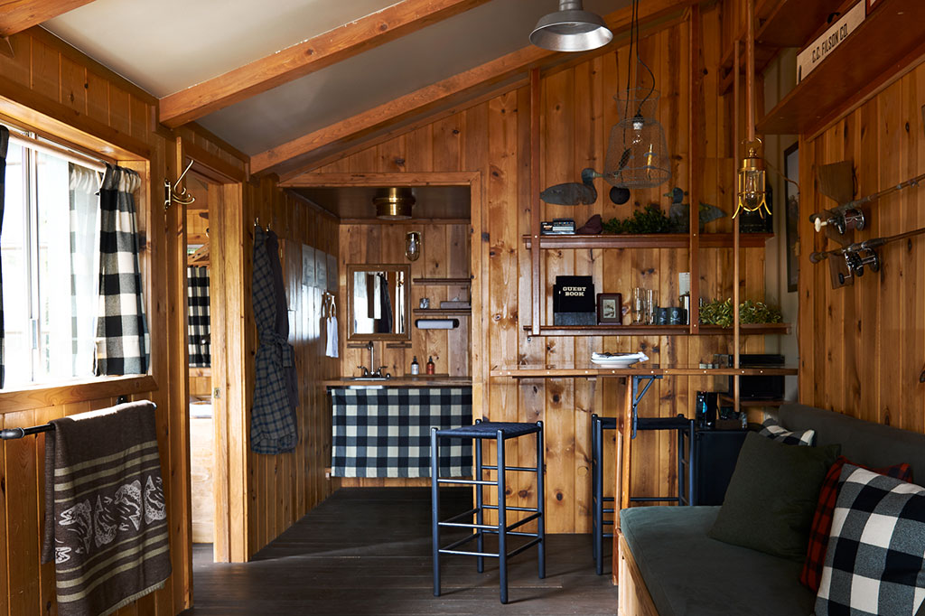 Inside a cabin at the Captain Whidbey Inn