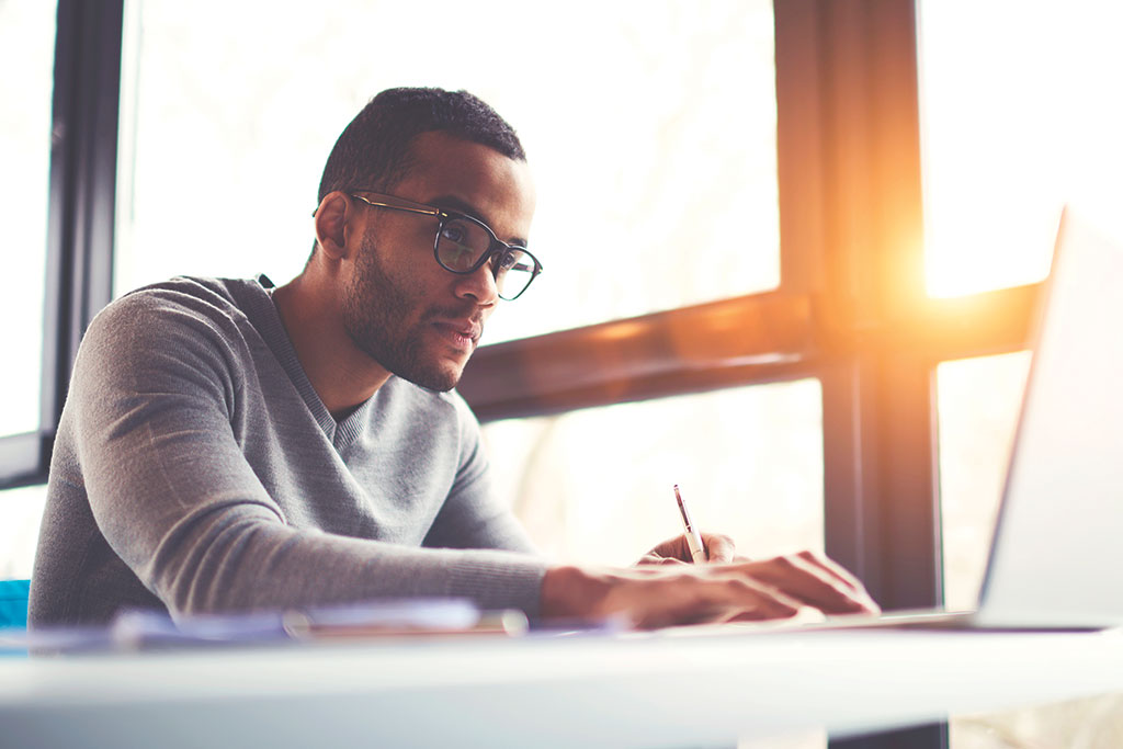 Man working on a computer