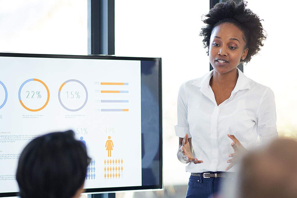 Women giving presentation
