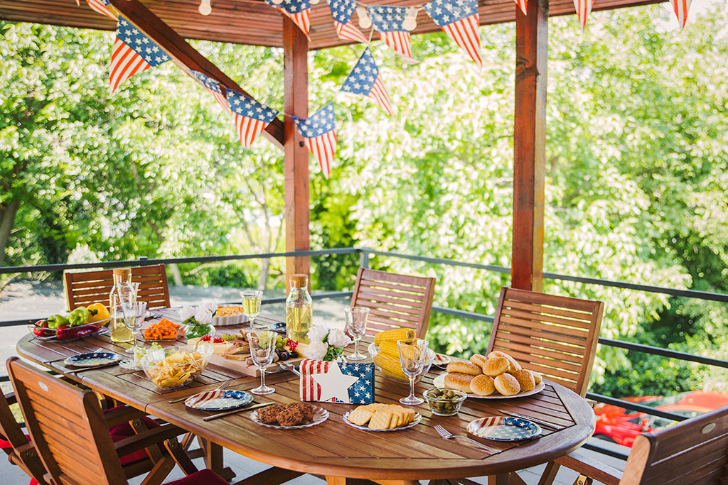 Outside table decorated for summer party