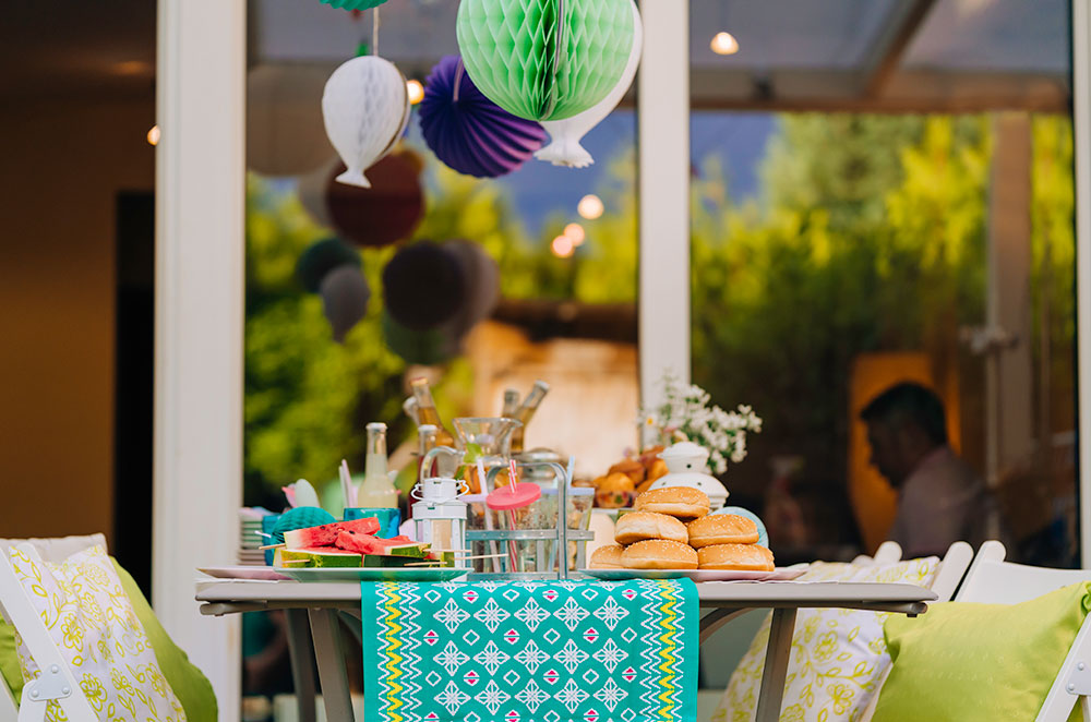 Outside table decorated for summer party