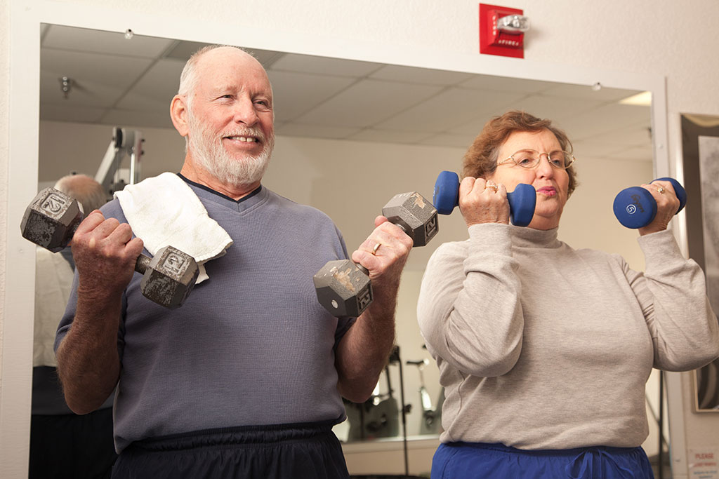 Older couple working out