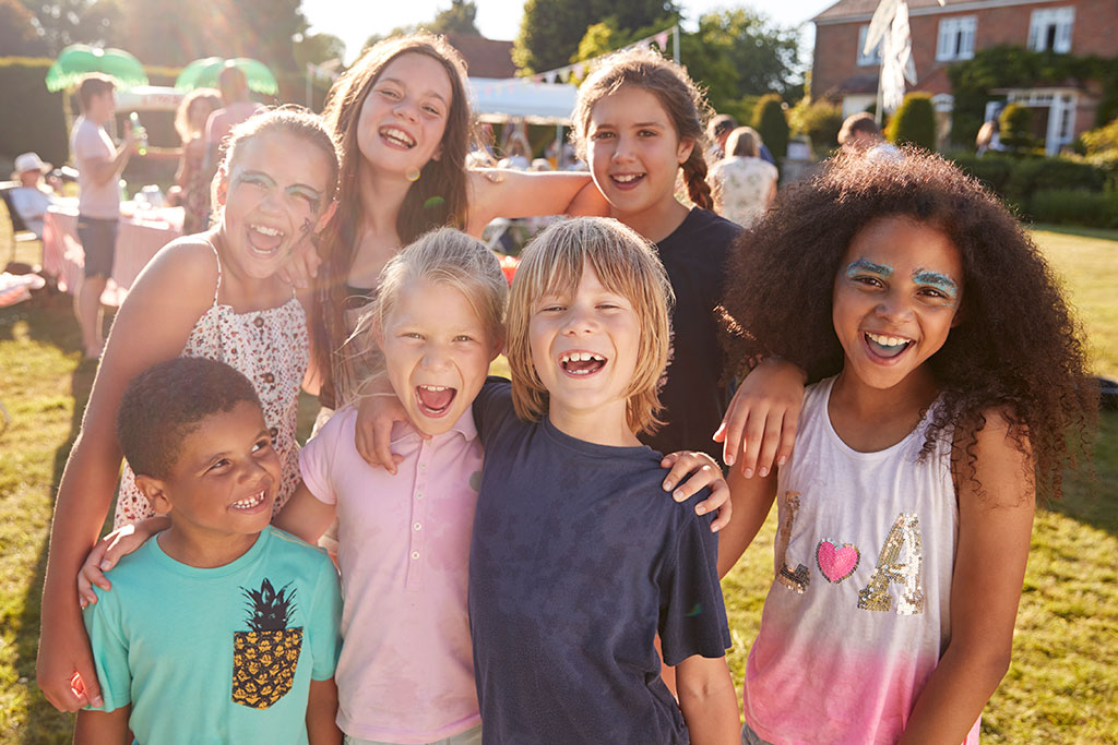 Kids happy outside at party