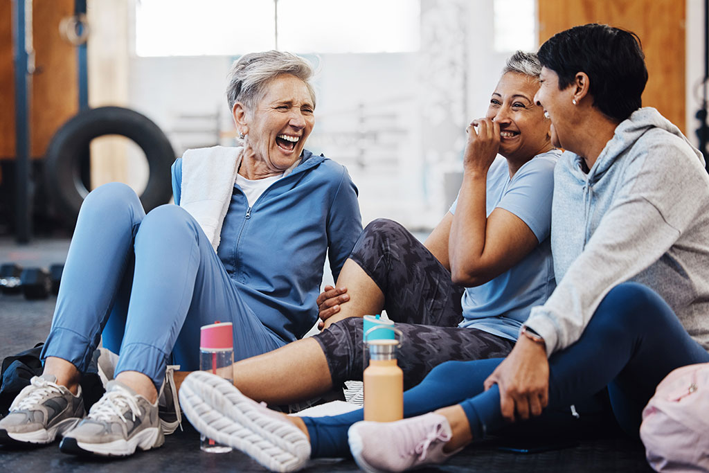 Friends taking exercise class together