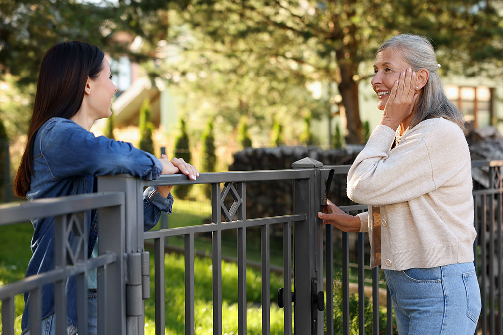 Neighbors talking outside