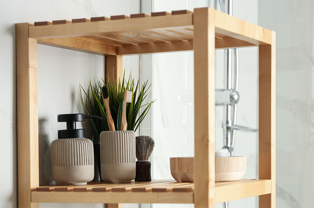 Storage shelf in bathroom