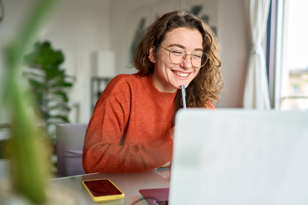 Woman working on laptop