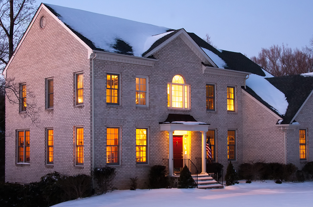 House in snow in winter