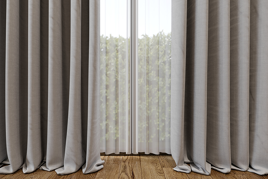 Window with curtain