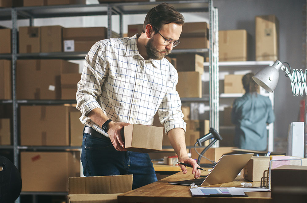 Small business owner working