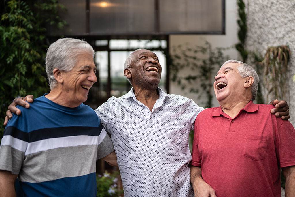Friends laughing outside