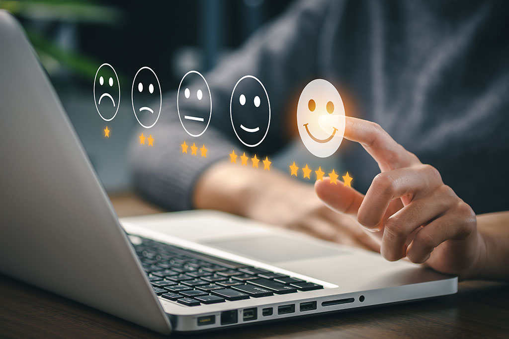 Person giving business review