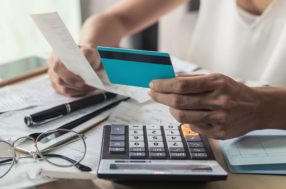 Woman going through finances