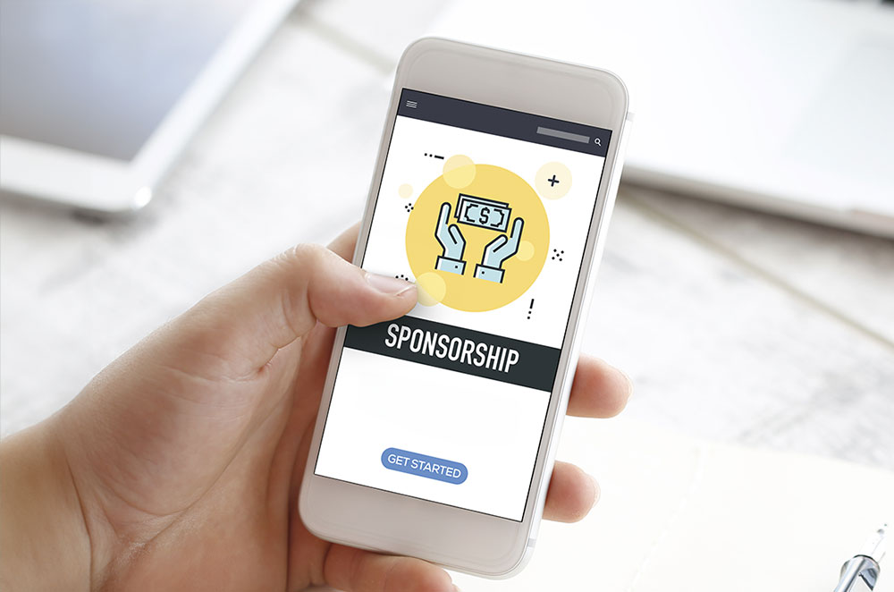 Sponsorship app opened on phone