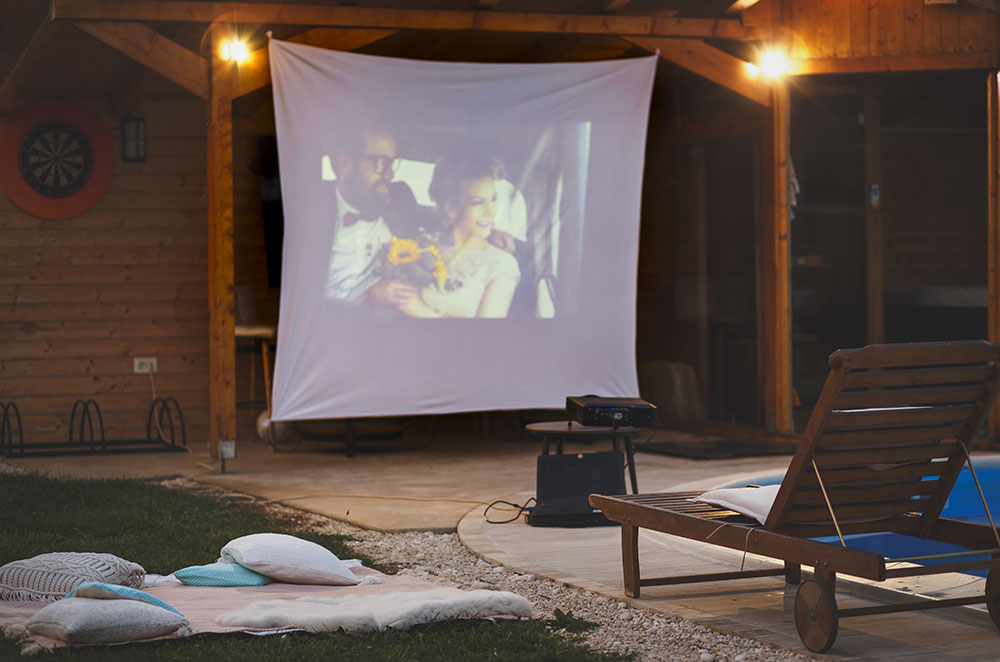 Backyard movie set up