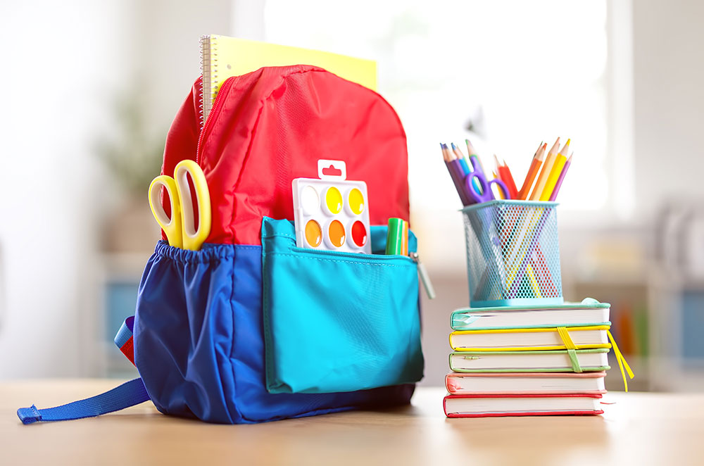 Backpack with school supplies