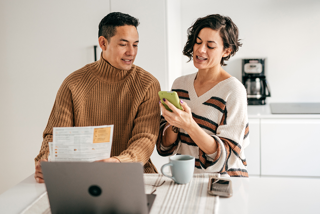 Couple looking over finances
