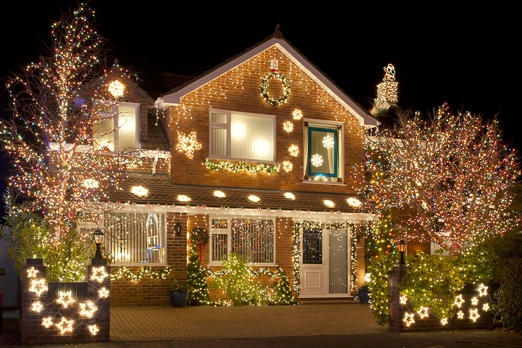 House with Christmas lights