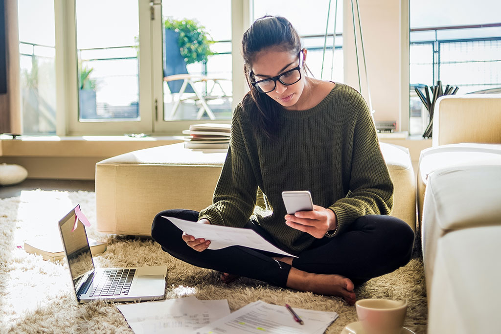 Woman looking over finances