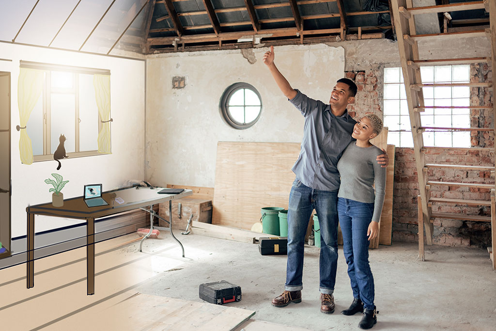 Couple coming up with plans for house to remodel