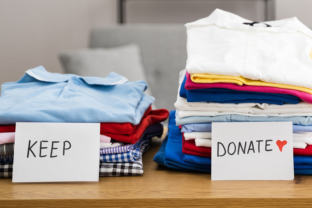 Donate and keep pile for clothes